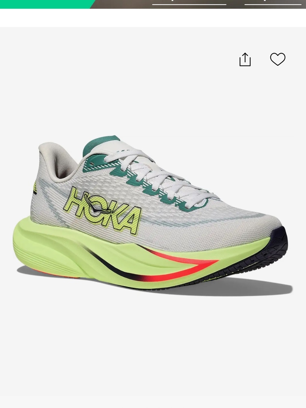 Hoka Mach 7 Men’s  Running Shoe — White, Neon Yellow & Teal Accents
